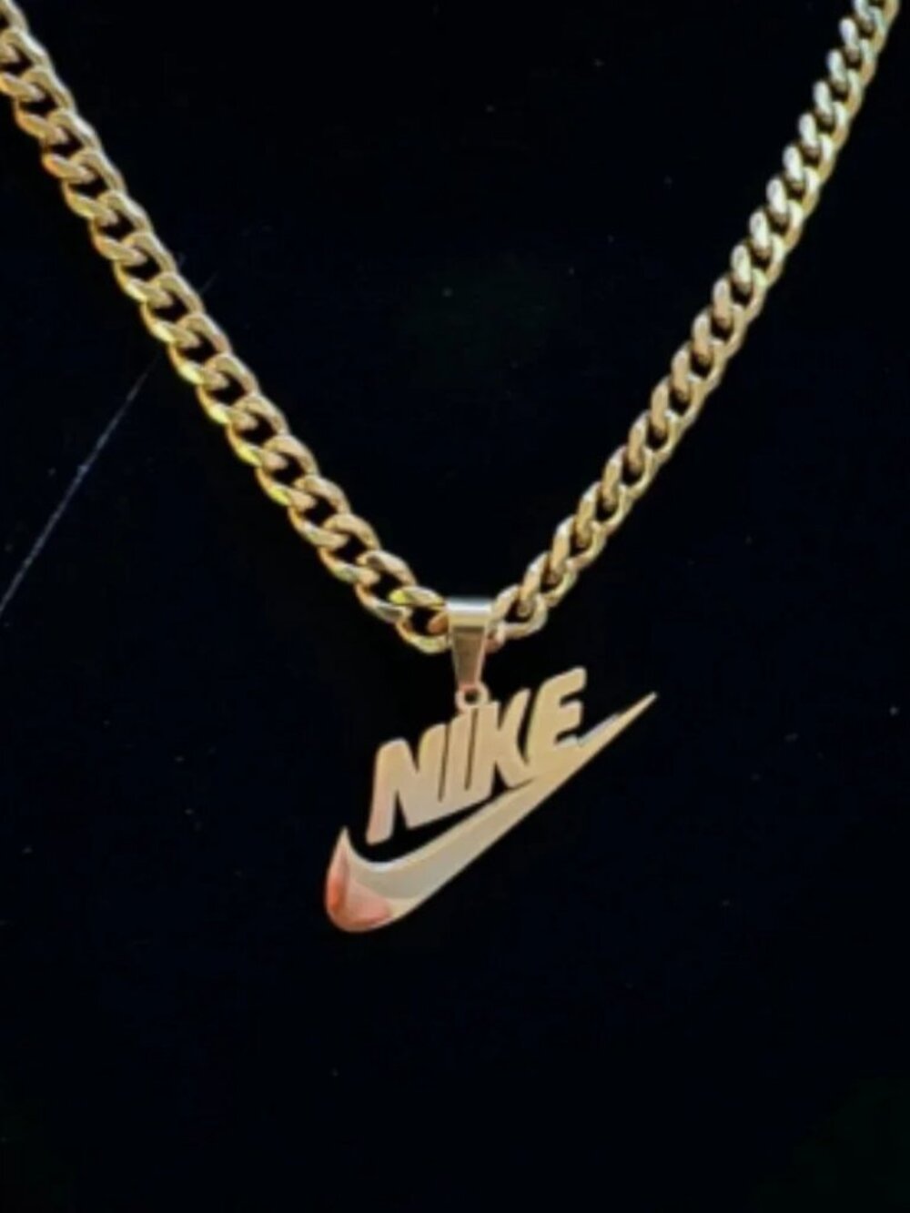 Nike Necklace - 5mm Cuban - 22" Chain - Y2K - Stainless Steel - Tarnish Free